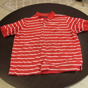 Red striped polo shirt